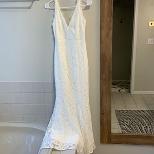 Lulus Lace Me Tell You Ivory Lace Mermaid Maxi Dress